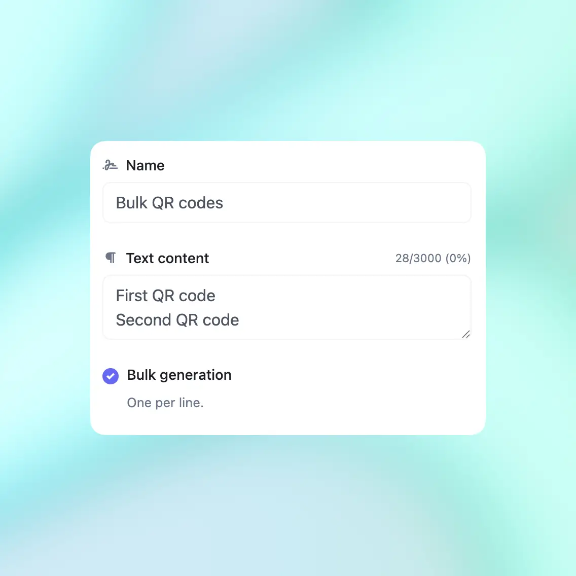 66qrcode bulk QR code generation option