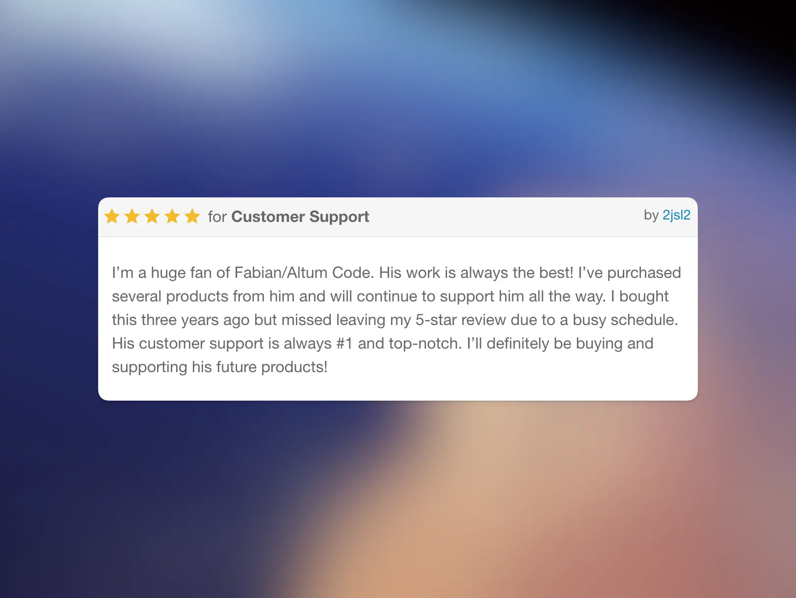 66qrcode customer support review card with a five-star rating